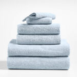 Dorm Turkish Organic Cotton Sky Blue Bath Towel, Set of 6