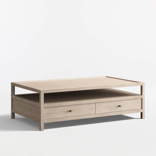 Keane Weathered Natural Wood 45" Square Storage Coffee Table - Image 2