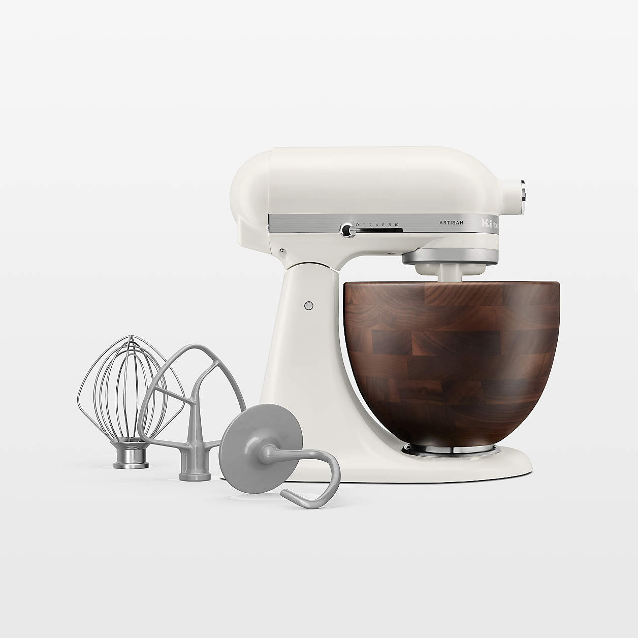 KitchenAid ® Artisan Series Porcelain White 5-Quart Tilt-Head Stand Mixer with Walnut Bowl - Image 2