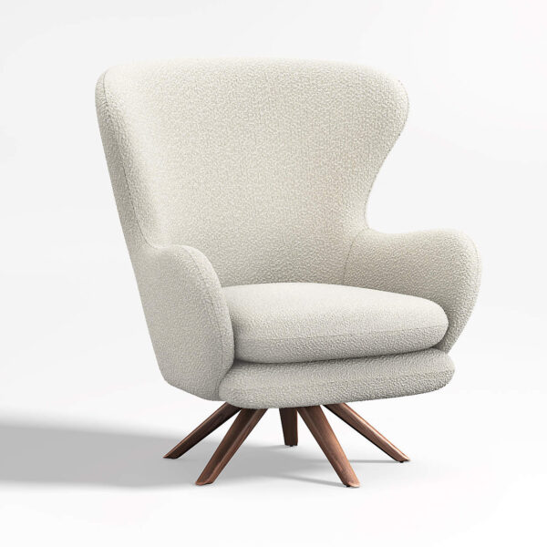 Powell White Fabric Wingback Swivel Accent Chair - Image 5