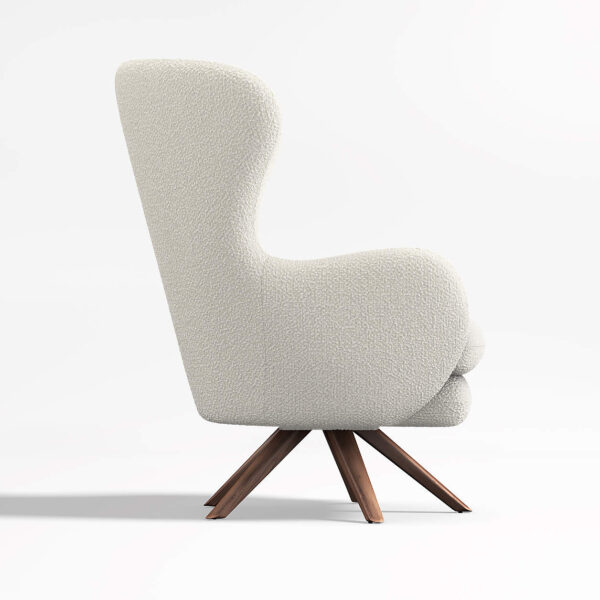 Powell White Fabric Wingback Swivel Accent Chair - Image 3
