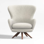Powell White Fabric Wingback Swivel Accent Chair