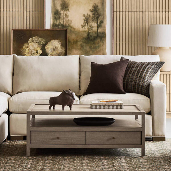 Keane Weathered Natural Wood 45" Square Storage Coffee Table - Image 4