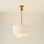 Ascot Aged Brass Drum Pendant Light