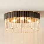 Risette Black Chrome and Crystal Flush Mount Light