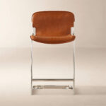 Rake Brown Leather Counter Stool by Kravitz Design