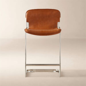 Rake Brown Leather Counter Stool by Kravitz Design