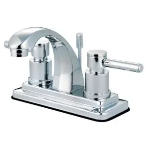 Kingston Sona KS4641DL - Concord Double-Handle 3-Hole Deck Mount 4-Inch Centerset Bathroom Faucet with Brass Pop-Up