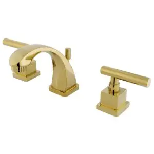 Kingston Sona KS4941CQL - Claremont Two-Handle 3-Hole Deck Mount Widespread Bathroom Faucet with Brass Pop-Up
