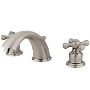 Kingston Heirloom GKB981AX - Victorian Two-Handle 3-Hole Deck Mount Widespread Bathroom Faucet with Pop-Up Drain