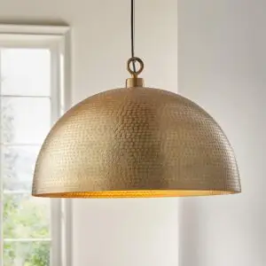 Rodan Hammered Brass Metal Dome Pendant Light 24"