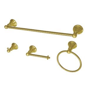 Kingston Heirloom - Brushed Brass American Classic 4-Piece 18-Inch Towel Bar Bathroom Accessory Set, - BAHK192478BB