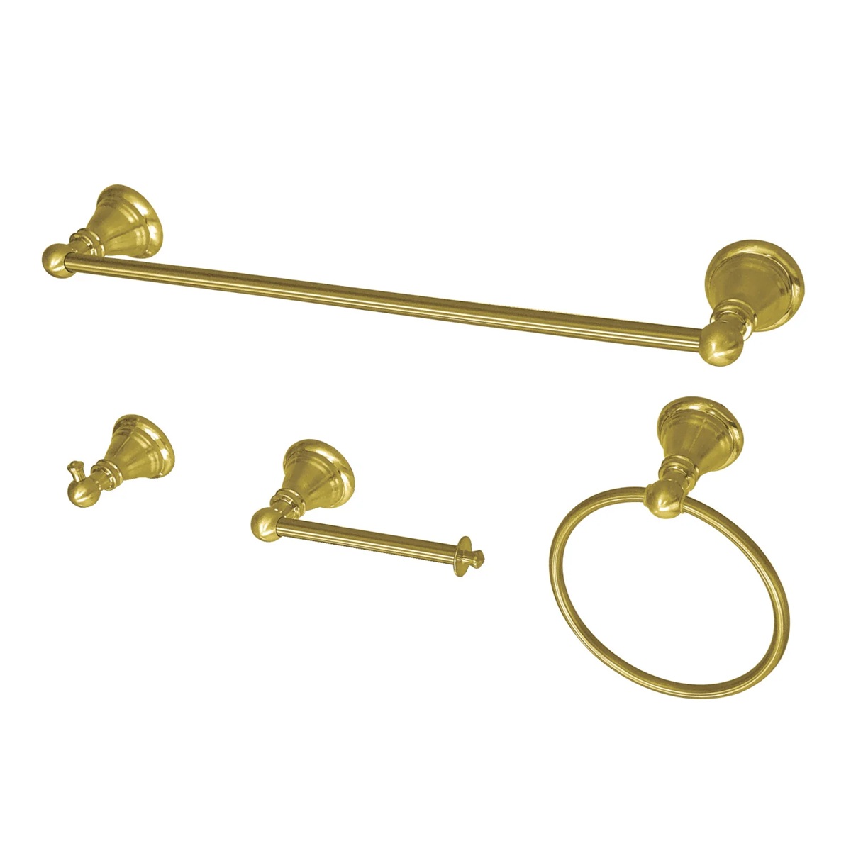 Kingston Heirloom - Brushed Brass American Classic 4-Piece 18-Inch Towel Bar Bathroom Accessory Set, - BAHK192478BB
