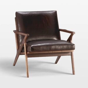 Cavett Wood and Leather Accent Chair