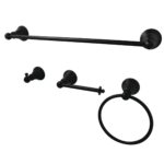 Kingston Heirloom - Matte Black American Classic 4-Piece 18-Inch Towel Bar Bathroom Accessory Set, - BAHK192478MB