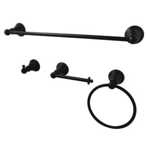 Kingston Heirloom - Matte Black American Classic 4-Piece 18-Inch Towel Bar Bathroom Accessory Set, - BAHK192478MB