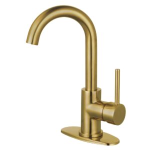 Kingston Sona LS8433DL - Brushed Brass Concord One-Handle 1-Hole Bathroom Faucet with Deck Plate and Push Pop-Up Drain