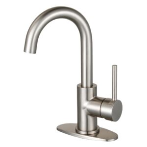 Kingston Sona LS8438DL - Brushed Nickel Concord One-Handle 1-Hole Bathroom Faucet with Deck Plate and Push Pop-Up Drain