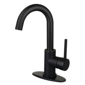Kingston Sona LS8430DL - Matte Black Concord One-Handle 1-Hole Bathroom Faucet with Deck Plate and Push Pop-Up Drain