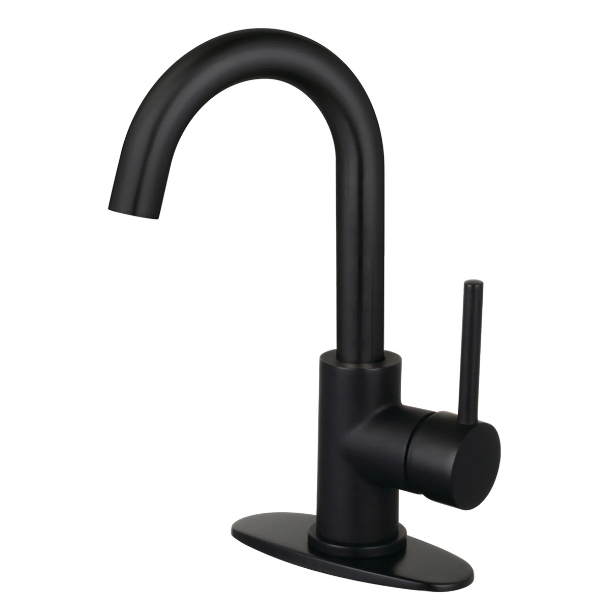 Kingston Sona LS8430DL - Matte Black Concord One-Handle 1-Hole Bathroom Faucet with Deck Plate and Push Pop-Up Drain