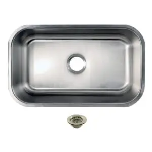 Kingston Tulare KGKUS30188 - Loft 30-Inch Stainless Steel Single Bowl Undermount Kitchen Sink with Strainer, Brushed Stainless