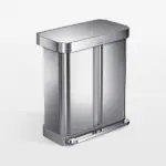 Simplehuman 58 Liter Recycling Kitchen Trash Can with Liner Pocket, Brushed Stainless Steel