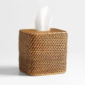 Sedona White Square Tissue Box Cover