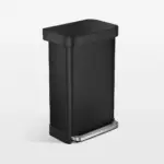 Simplehuman 45 Liter Rectangular Kitchen Trash Can with Liner Pocket, Matte Black Steel