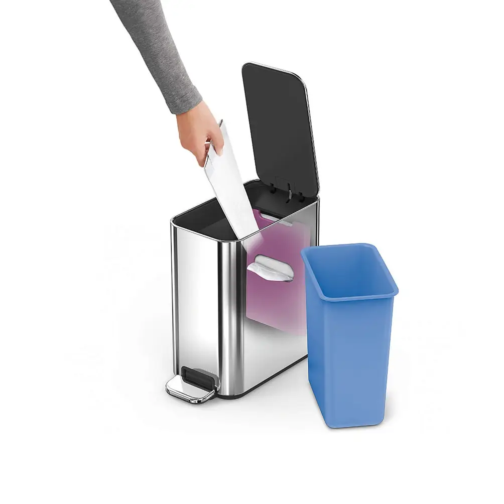 Simplehuman ® 5-Liter Polished Stainless Steel Slim Step Trash Can - Image 2