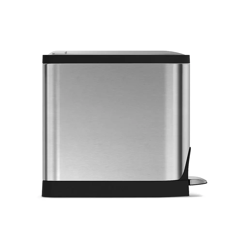 Simplehuman 10 Liter Butterfly Lid Bathroom Trash Can, Brushed Stainless Steel - Image 2