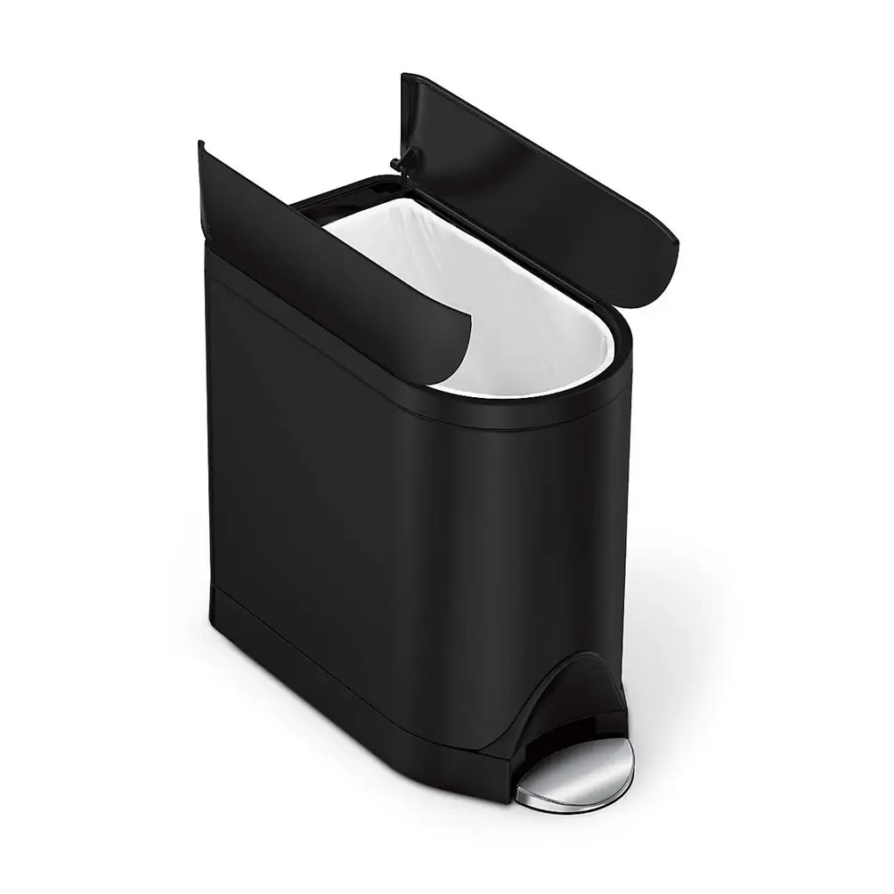 Simplehuman 10 Liter Butterfly Lid Bathroom Trash Can, Brushed Stainless Steel - Image 6