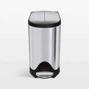 Simplehuman 10 Liter Butterfly Lid Bathroom Trash Can, Brushed Stainless Steel
