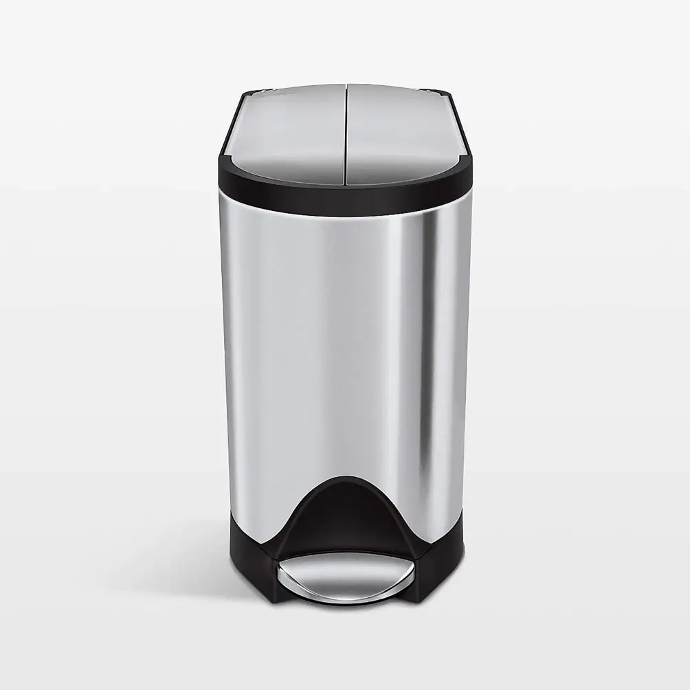 Simplehuman 10 Liter Butterfly Lid Bathroom Trash Can, Brushed Stainless Steel