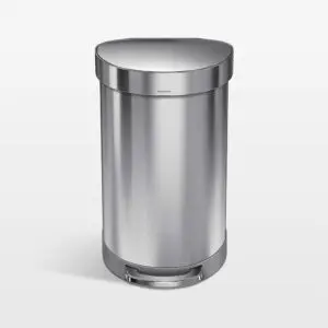 Simplehuman 45 Liter Semi-Round Liner Rim Trash Can, Brushed Stainless Steel