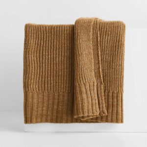 Sweater Knit 70"x55" Camel Tan Throw Blanket