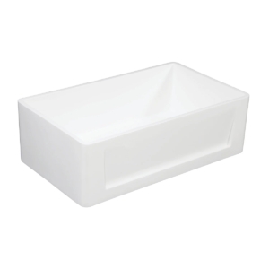 Kingston Arcticstone - Matte White -36-Inch Solid Surface White Stone Apron-Front Single Bowl Farmhouse Kitchen Sink with Strainer, GKFA361810SQ