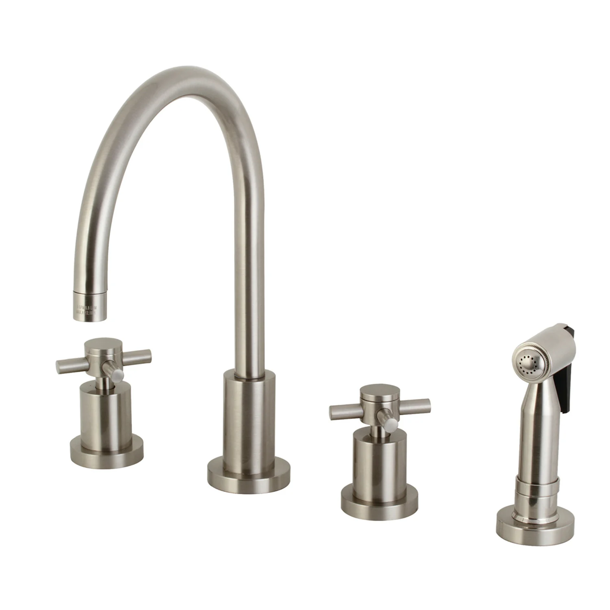 Kingston Sona - Brushed Nickel - KS8728DXBS - Concord Double-Handle 4-Hole Widespread Kitchen Faucet with Brass Sprayer