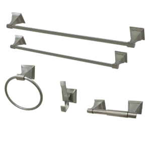 Kingston Tulare - Brushed Nickel Monarch 5-Piece 18-Inch and 24-Inch Towel Bars Bathroom Accessory Set, - BAHK61212478SN