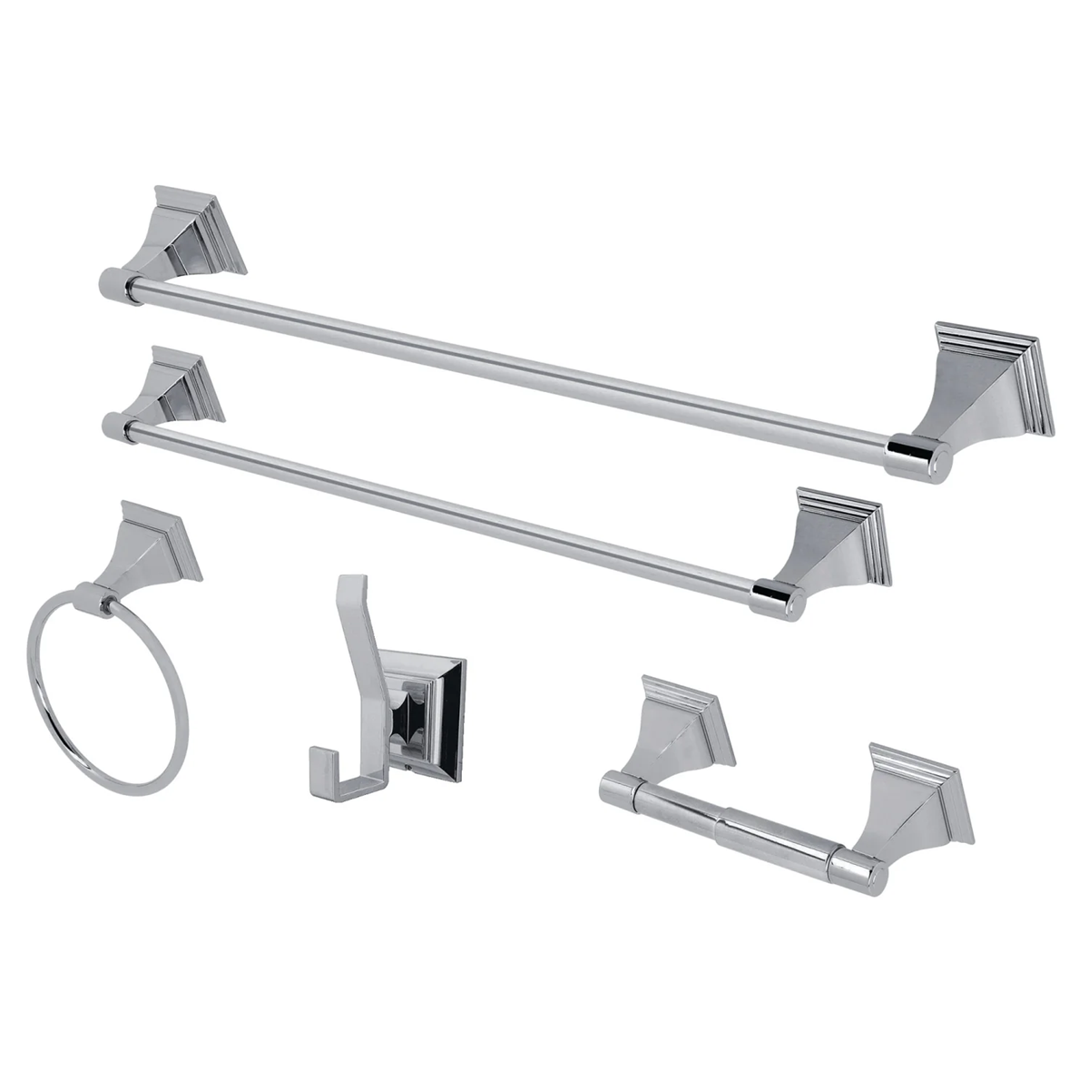 Kingston Tulare - Polished Chrome Monarch 5-Piece 18-Inch and 24-Inch Towel Bars Bathroom Accessory Set, BAHK61212478C - Image 3