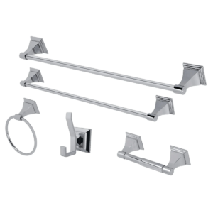 Kingston Tulare - Polished Chrome Monarch 5-Piece 18-Inch and 24-Inch Towel Bars Bathroom Accessory Set, BAHK61212478C
