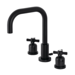 Kingston Sona - Matte Black - Millennium Two-Handle 3-Hole Deck Mount Widespread Bathroom Faucet with Brass Pop-Up -  FSC8930ZX