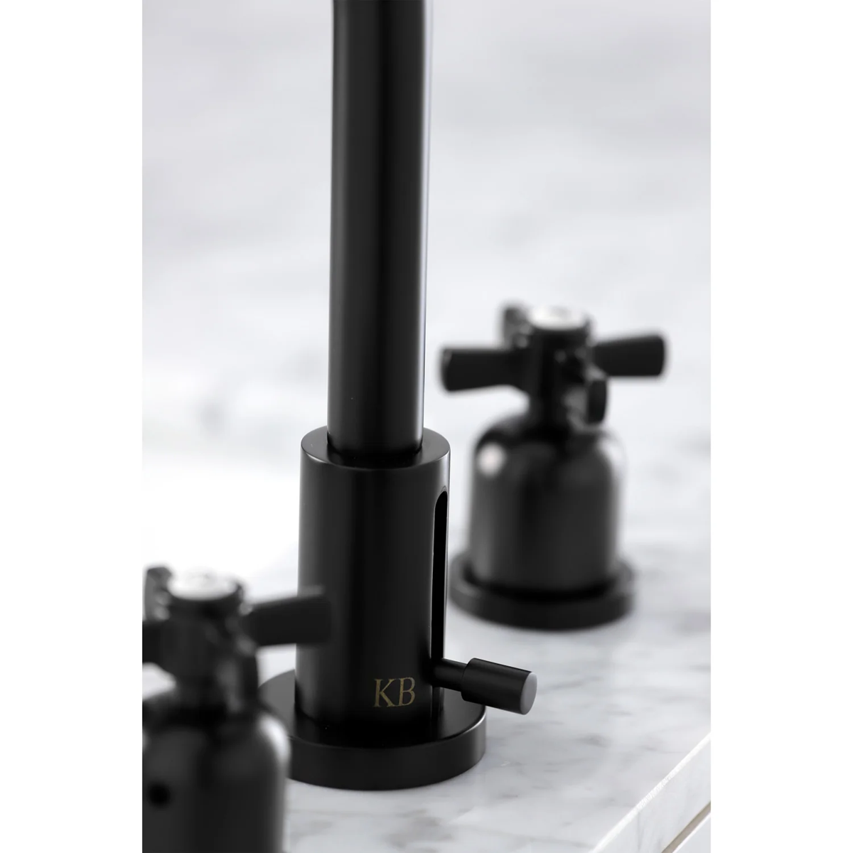 Kingston Sona - Matte Black - Millennium Two-Handle 3-Hole Deck Mount Widespread Bathroom Faucet with Brass Pop-Up - FSC8930ZX - Image 3