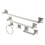Kingston Tulare - Brushed Nickel Serano 5-Piece 18-Inch and 24-Inch Towel Bars Bathroom Accessory Set, - BAHK3212478SN