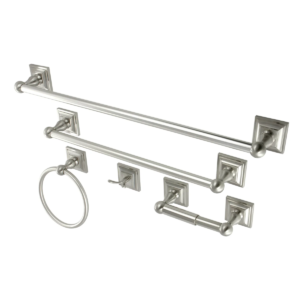 Kingston Tulare - Brushed Nickel Serano 5-Piece 18-Inch and 24-Inch Towel Bars Bathroom Accessory Set, - BAHK3212478SN