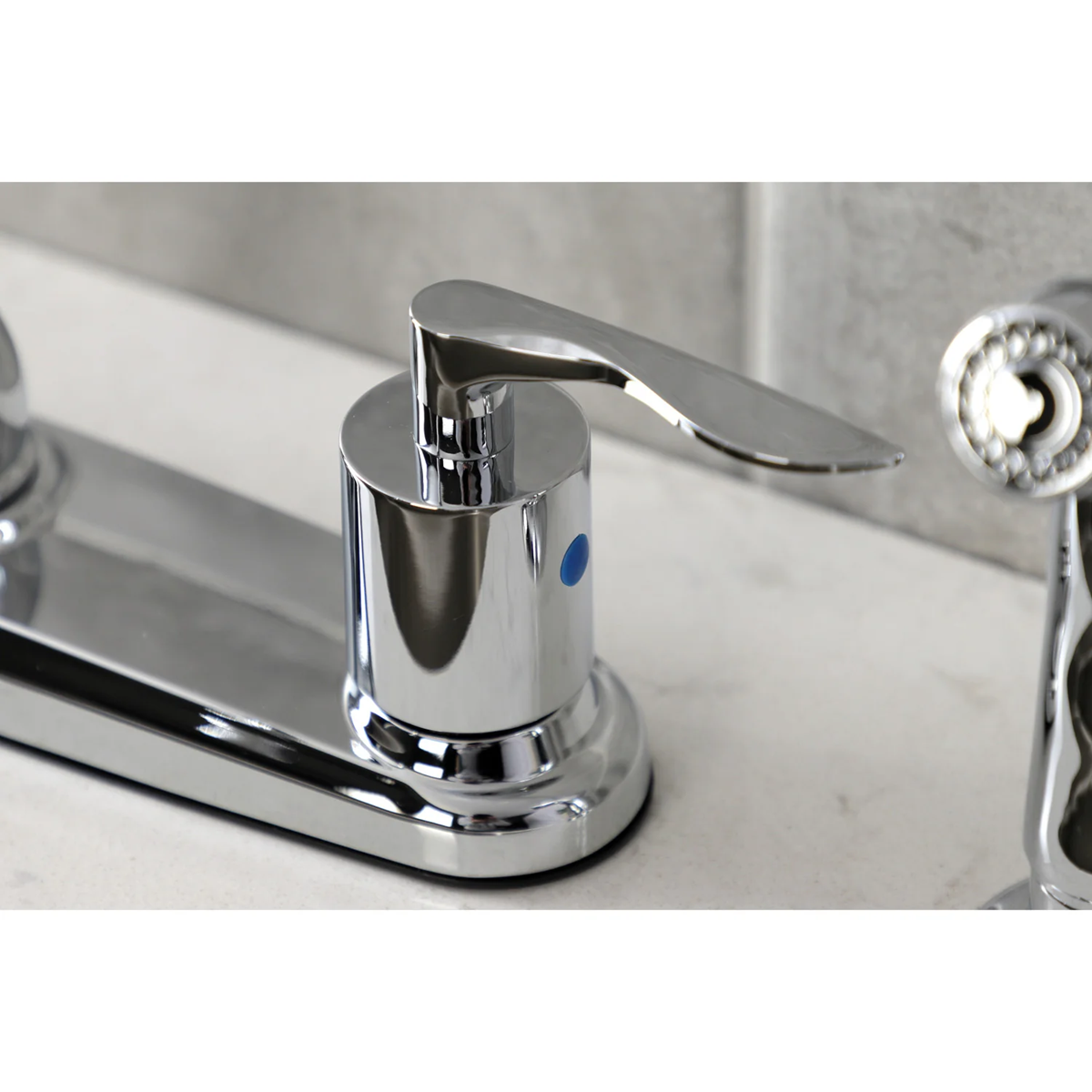 Kingston Tulare FB7791SVLSP - Serena Two-Handle 4-Hole 8" Centerset Kitchen Faucet with Side Sprayer, Polished Chrome - Image 3