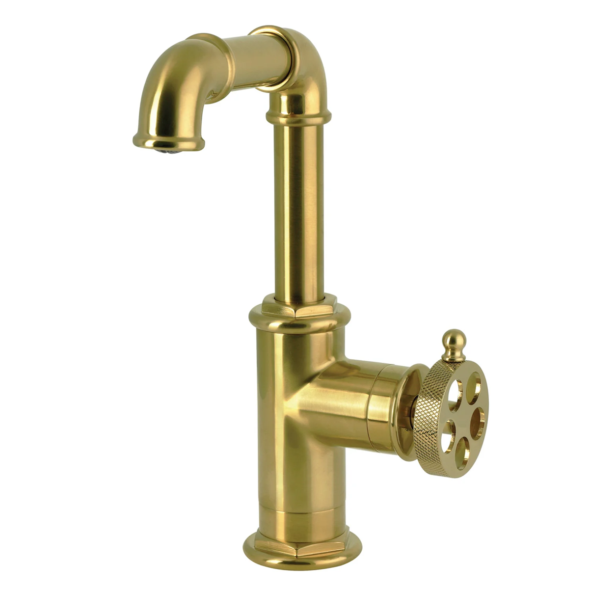 Kingston Wendell - One-Handle 1-Hole Bathroom Faucet with Knurled Handle and Push Pop-Up Drain - Image 4