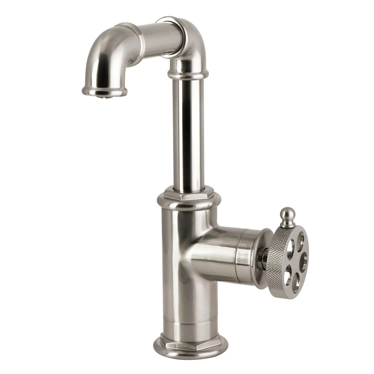 Kingston Wendell - One-Handle 1-Hole Bathroom Faucet with Knurled Handle and Push Pop-Up Drain - Image 3