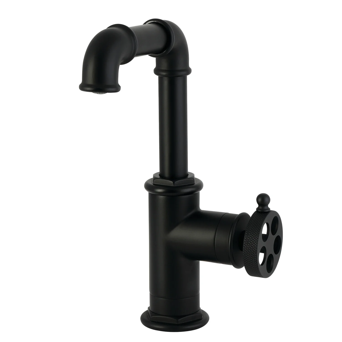 Kingston Wendell - One-Handle 1-Hole Bathroom Faucet with Knurled Handle and Push Pop-Up Drain - Image 6