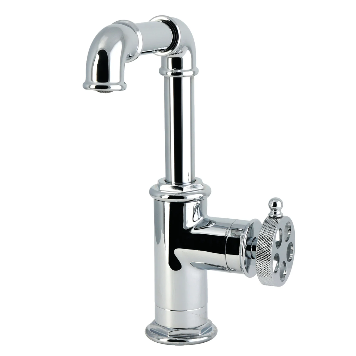 Kingston Wendell - One-Handle 1-Hole Bathroom Faucet with Knurled Handle and Push Pop-Up Drain