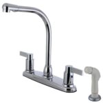 Kingston Tulare - NuvoFusion Two-Handle 4-Hole 8" Centerset Kitchen Faucet with Side Sprayer, Polished Chrome